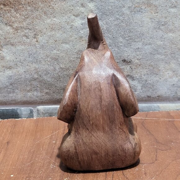 Small Wood Carved Elephant Raised Trunk Statue - Picture 4 of 10